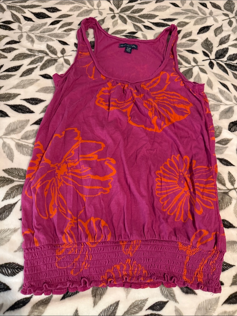 American Eagle Outfitters Purple Tank Top with Orange Floral Print